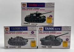 Lot of 3 AHM Tiger Tank & Assault Gun & Type-4 Model Kits Snap Together 1/72 NEW