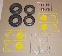 1/8 Monogram 32 Ford Big Deuce Steel Wheels w/ Firestone Tires Caps & Rings