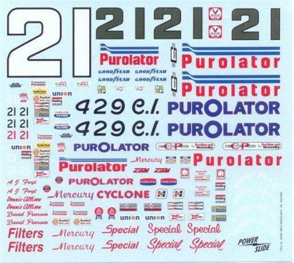 Powerslide #21 Purolator 1971-73 Donnie Allison AJ Foyt David Pearson decal