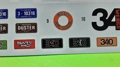 Decal Sheet 71 1971 Duster 340 1/25 AMT Wedge Six Pack Waterslide Black Stripe