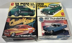 1/25 AMT Lot Of 4 Vintage Car Model Kits (2) 49 Mercury, 39 Ford, 57 T-Bird