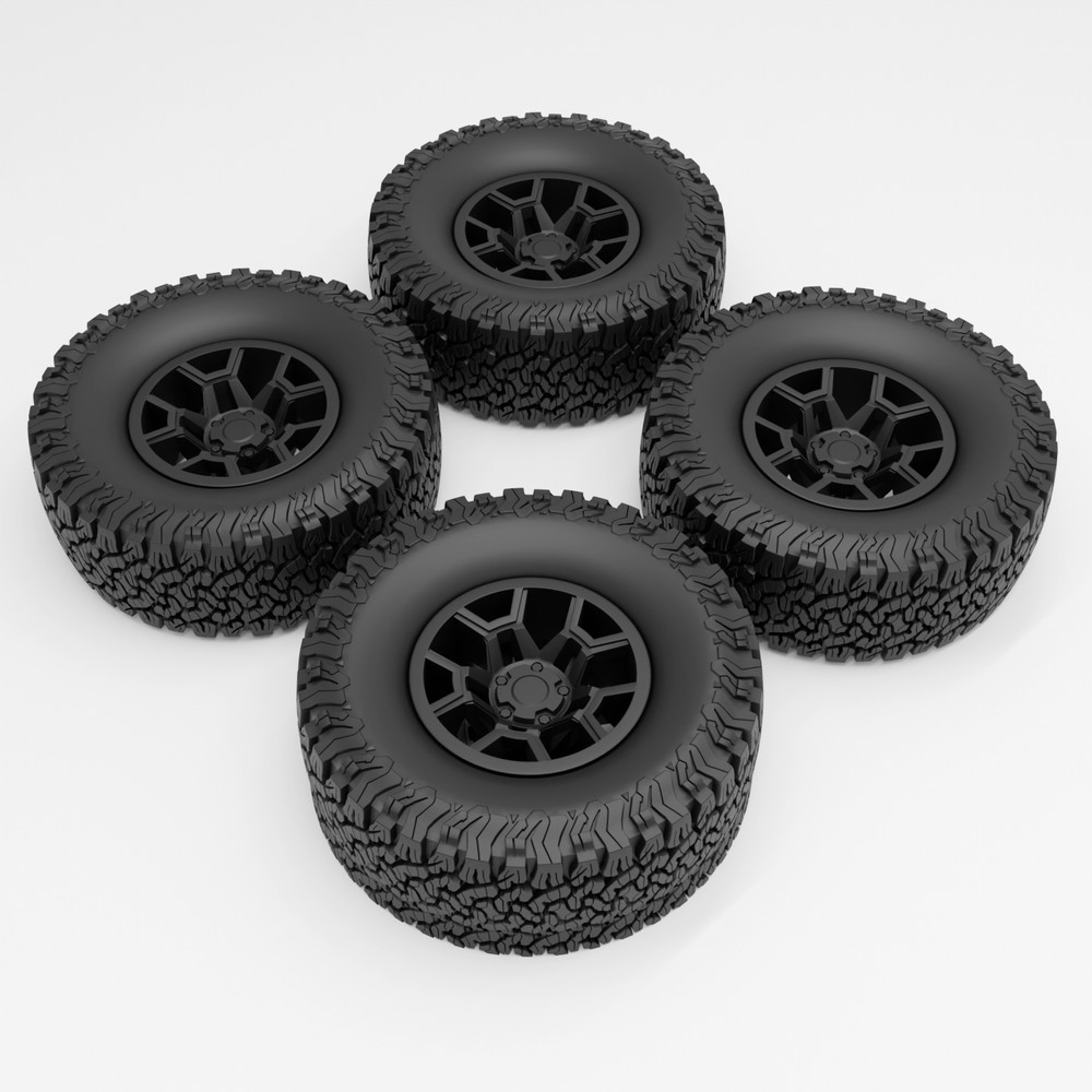 Resin 1/24 Scale: 17″ Overland Wheels W/ 33″ Off-Road Tires; Jeep, Truck