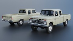 ABS-LIKE RESIN 3D PRINTED 1/25 1966 FORD F-250 CREW CAB PICK UP FULL KIT