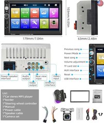 UNITOPSCI Double Din Car Stereo 7 Inch Touch Screen Car Audio Radio with