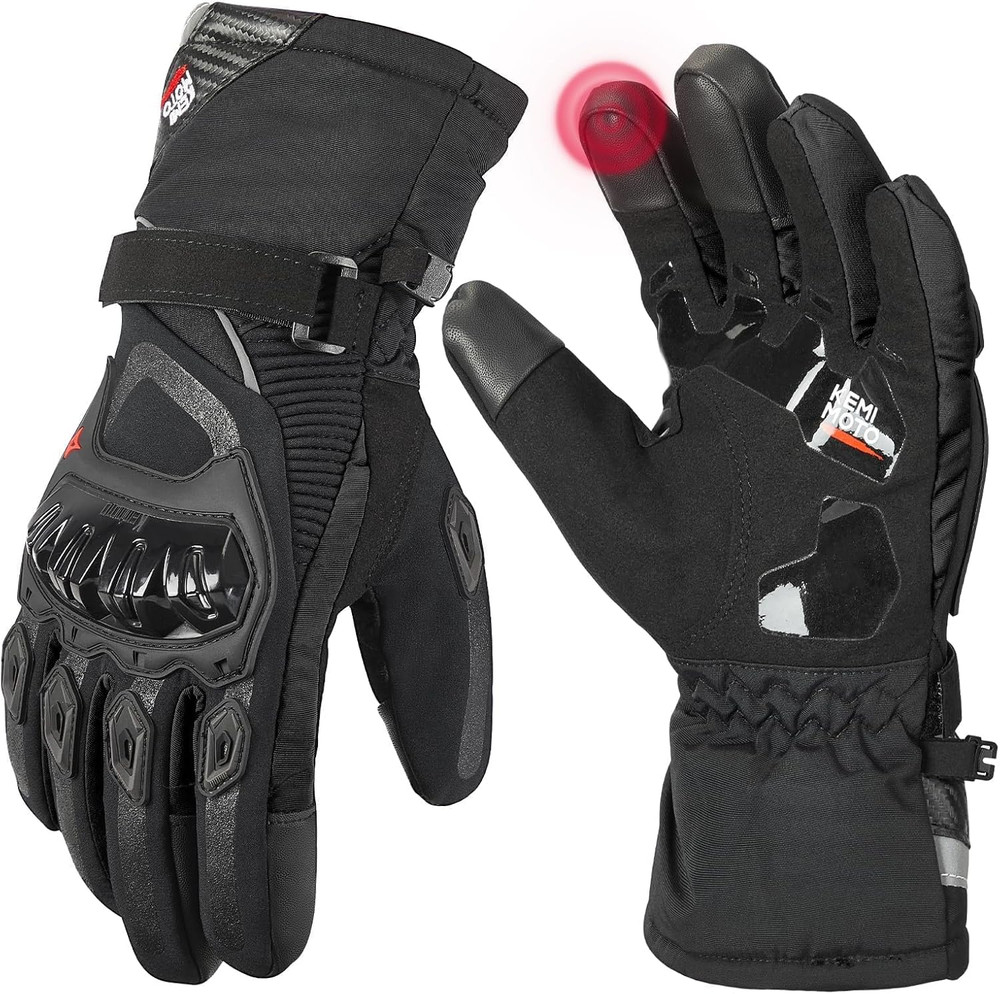 Winter Motorcycle Gloves, Rainproof Riding Warm Gloves with Touchscreen for Moto