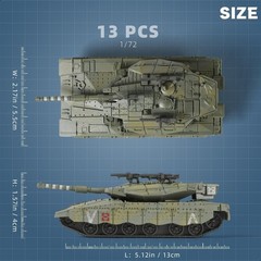 1/72 Scale Merkava Military Tank Quick Build Model Israel States Armored Vehi…