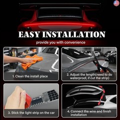 DIBMS LED Spoiler Brake Light Strip Sequential Flashing Tail Universal Red