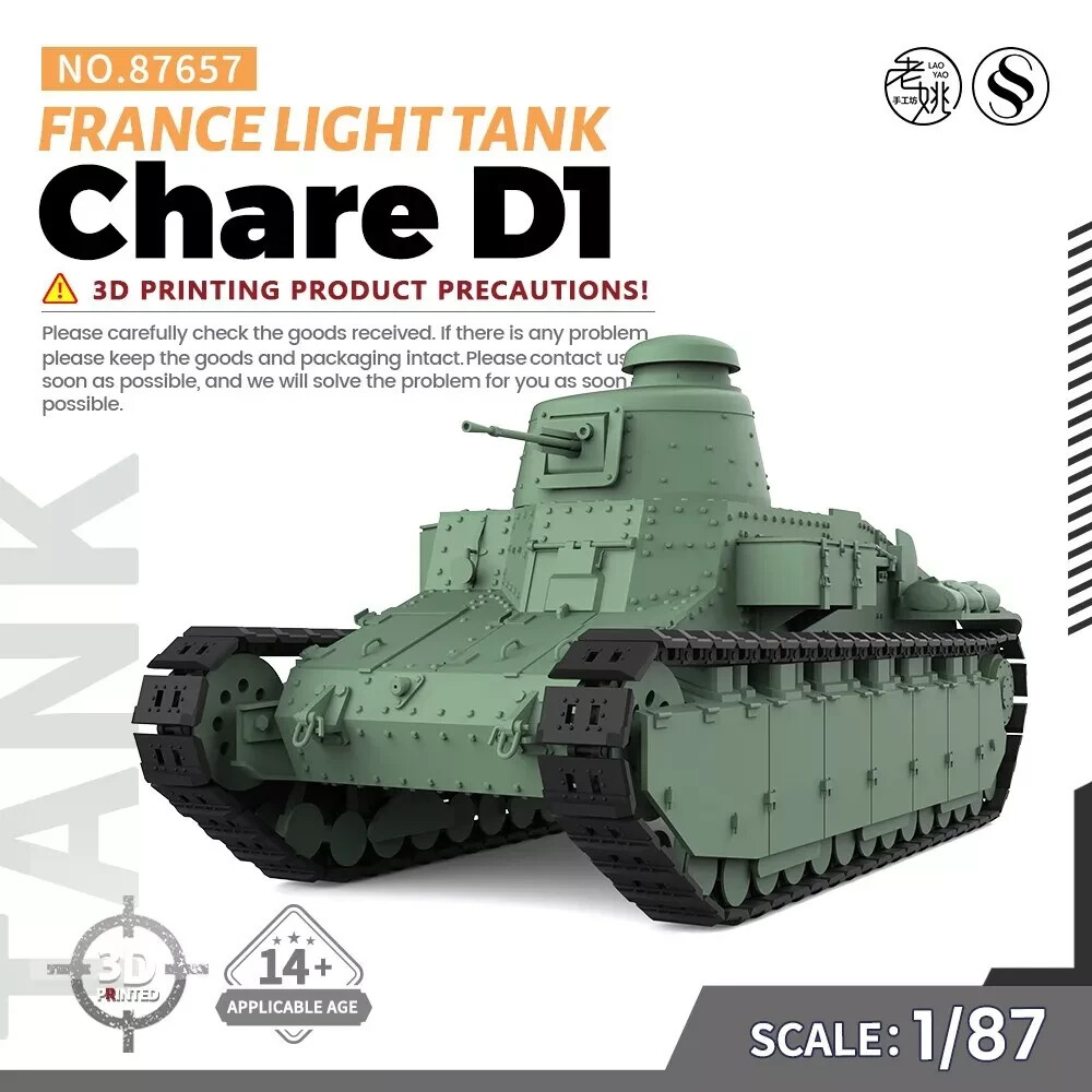 SSMODEL SS87657 1/87 Military Model Kit France Chare D1 Light Tank