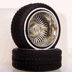 Hoppin Hydros 1/24 1/25 Chrome Low Rollerz Rims w/ Whitewall Tires 506