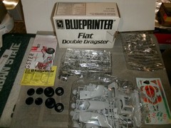 AMT 1/25 BLUEPRINTER FIAT DOUBLE DRAGSTER PLASTIC MODEL CAR KIT – SEALED CONT