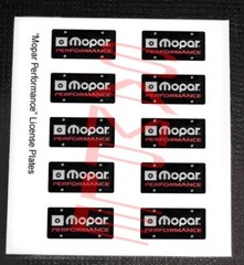 MOPAR PERFORMANCE miniature LICENSE PLATES for 1/25 scale MODEL CARS—PLEASE READ