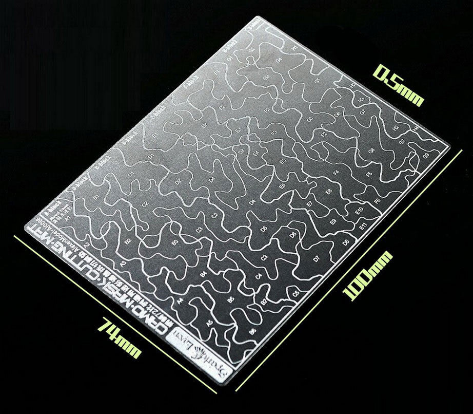 Mini Camo Stencil (Masking, 2-sided) for 1/72, 1/100 Scale Models (90x50mm)