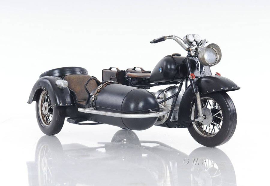 BMW R75 Military 1930s Motorcycle w/ Sidecar Metal Model 11″ Automotive Decor