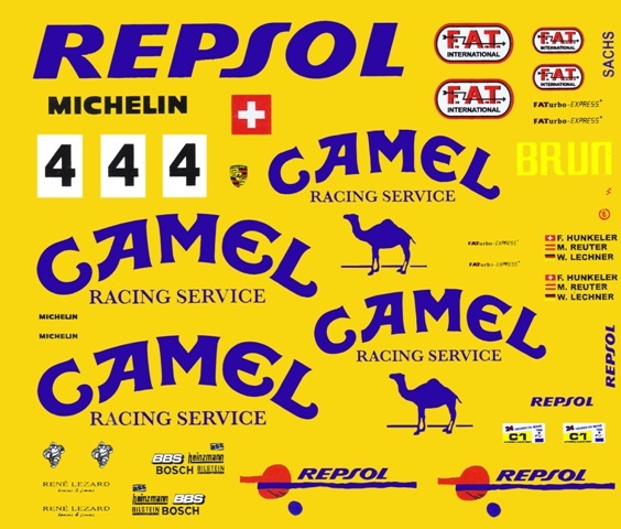 #4 Camel Porsche 962 C 1/24th – 1/25th Scale Waterslide Decals