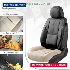 2 Pack Leather Front Car Seat Cover Bottom Only, Anti-slip Padded Seat Cushion,