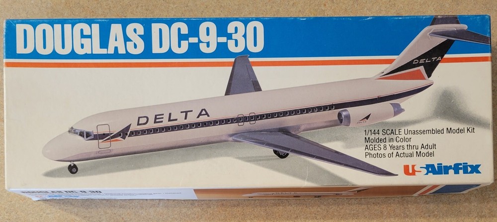 Vintage EMPTY BOX + DECALS! Airfix USA Douglas DC-9-30 Kit in 1/24 – 1970s Issue