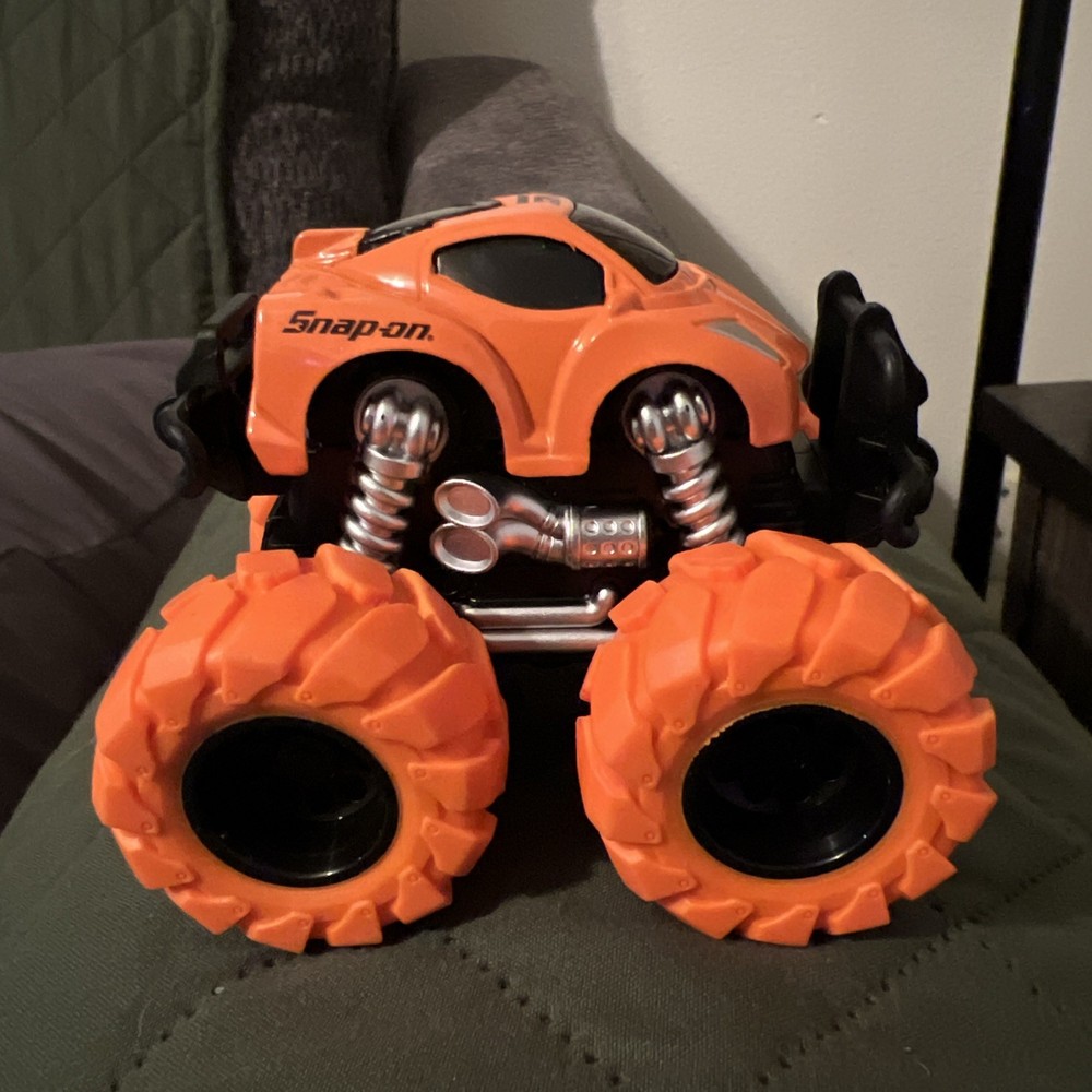 Snap-on #5 orange Monster truck race car toy pull back and it goes 3×3 size