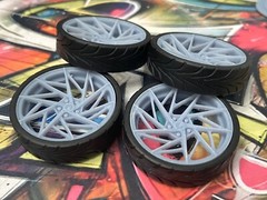 Resin 1/24 Scale 26-Inch BC Forged EH351 Style Model Car Wheels/Tires,1/25, Donk