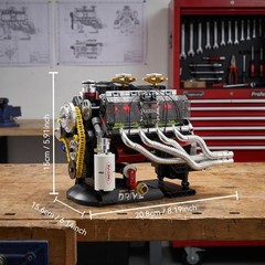 V8 Engine Model Kit Transparent Cylinder Head Engine Building Scale Model Kit