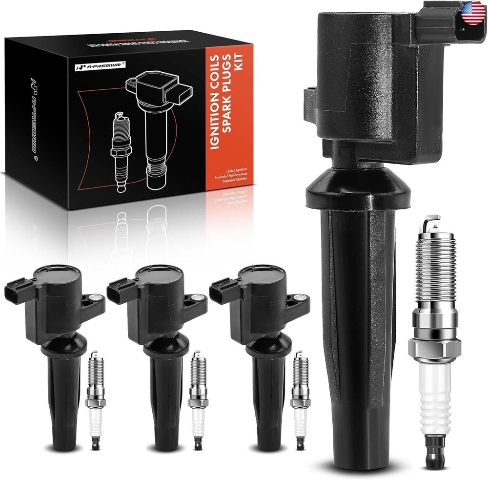 A-Premium Set of 4 Ignition Coil Pack and Iridium Spark Plugs Compatible with