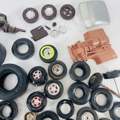 Vintage Model Car Parts Lot 1/24 1/25 Scale Tires Wheels Junkyard Scrap Building