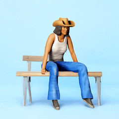 Woman Sitting on Model Cars Tailgate Bench Resin 3d print Unpainted Cowgirl