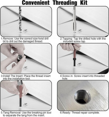Premium 131-Piece Metric Helicoil Thread Repair Kit, Comprehensive HSS Drills, I