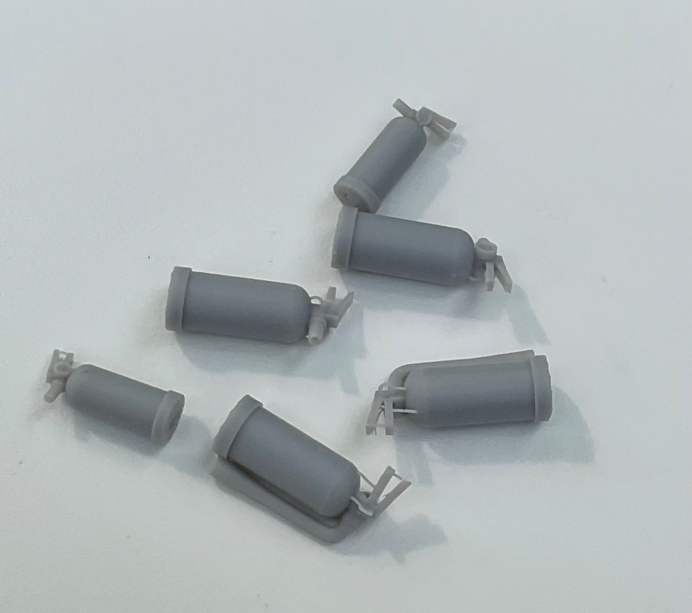 1/24 1/25 Scale Fire Extinguishers 6 Pack 3D Printed Resin Model Garage Details