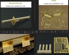4-Pk by Hauler Detail Sets–Sd.Kfz. 251/1 Kisten, Panzerschreck, Fire ext., Tools