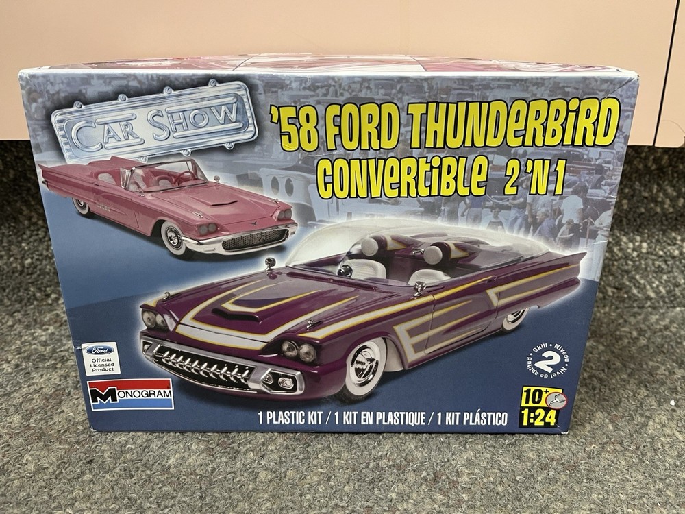 * MONOGRAM 1/24 SCALE ’58 FORD THUNDERBIRD CONVERTIBLE 2 ‘N 1 MODEL #85-4280 *ST