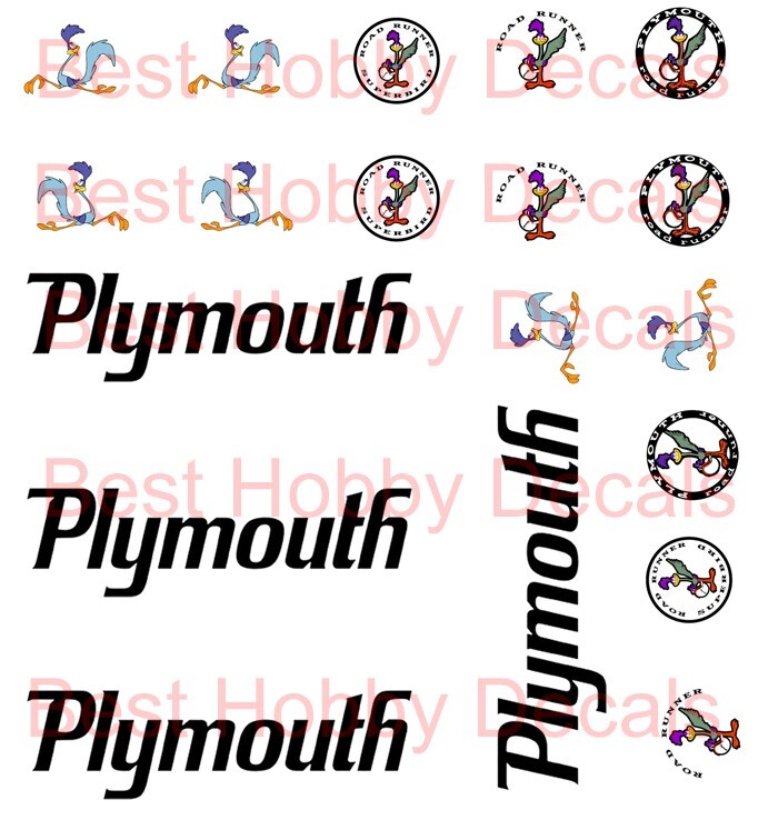 Plymouth Super Bird Special decals 1/64th Scale Waterslide Decals