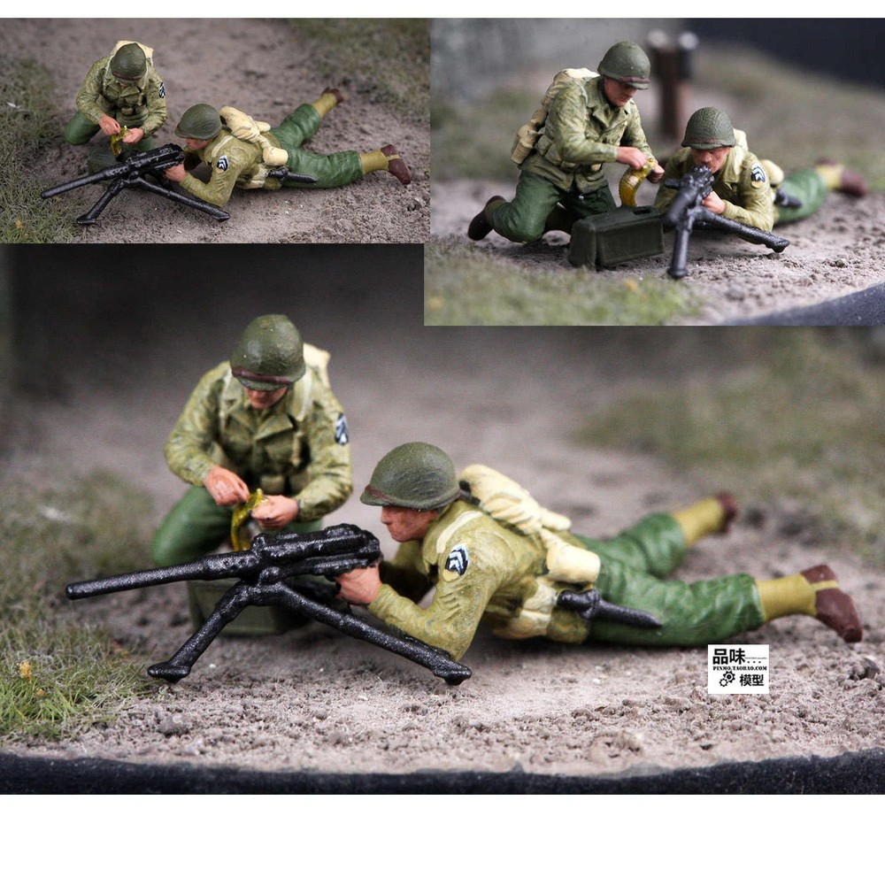 3D Printed 1/72 US Infantry Heavy Machine Gun Team 2-Man Figures Finished Model