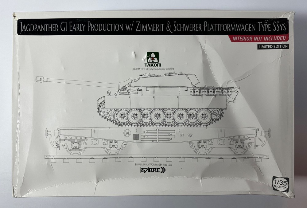 LTD. ED. Takom 2125X 1/35 Scale Jagdpanther w/Zimmerit & Schwerer Plattformwagen