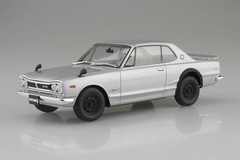 Aoshima 1/24 KPGC10 Skyline 2000GT-R 1970 Silver Snap Car Pre Colored JAPAN NEW