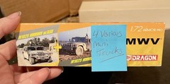 4 Various Mini Trucks Model Kits 1/72 US Seller Opened Started Incomplete