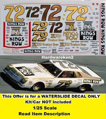 NASCAR DECAL #72 KINGS ROW 1975 CHEVELLE DAYTONA 500 WINNER BENNY PARSONS 1/25