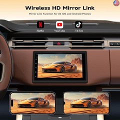 Wireless Double Din Car Stereo with Bluetooth, Wireless CarPlay and Android