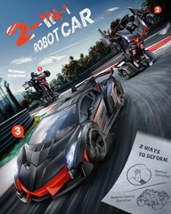 Veeniix V992 Transform Robot RC Car, 1:14 Scale, 2-in-1 scale, Gray