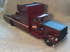 1/25 Scale Adult Built White Road Boss Custom Car Hauler.