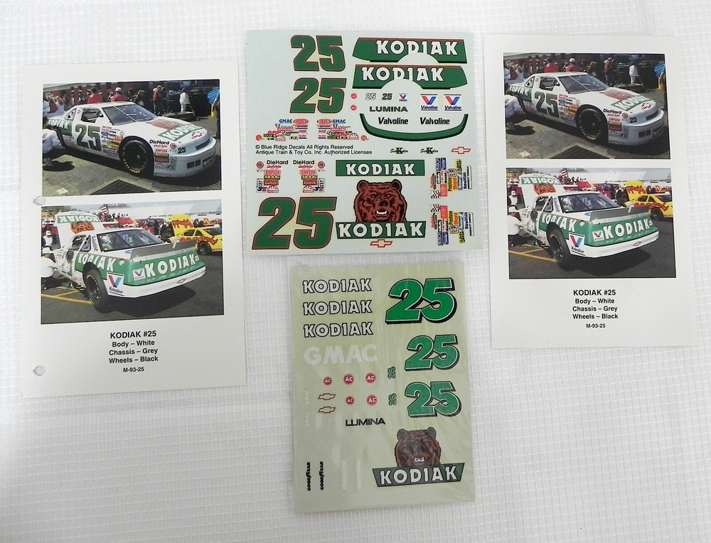 Blue Ridge #25 Kodiak 4 Piece 1991-93 Ken Schrader 1/24 Nascar decals