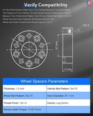 ECCPP 4PCS 1.5 inch Wheel Spacers 5×4.75 to 5×4.75 5X120.65mm 12×1.5 Studs
