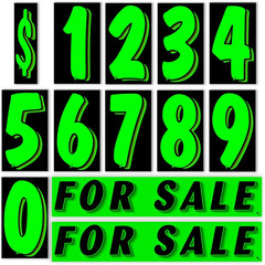 Vinyl Number and Decals 13 Dozen Car Lot Windshield Pricing Stickers (Green 2),