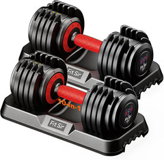 Adjustable Dumbbell Set, 10-In-1 25LB/55LB Ajustable Dumbbells with Safe Locking