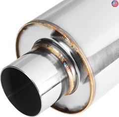 DNA MOTORING EXA-MF-001-T2 Stainless Steel Straight Through Exhaust Muffler