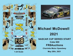 2021 #34 – 1:24 Waterslide Decals – Michael McDowell – Coke 600
