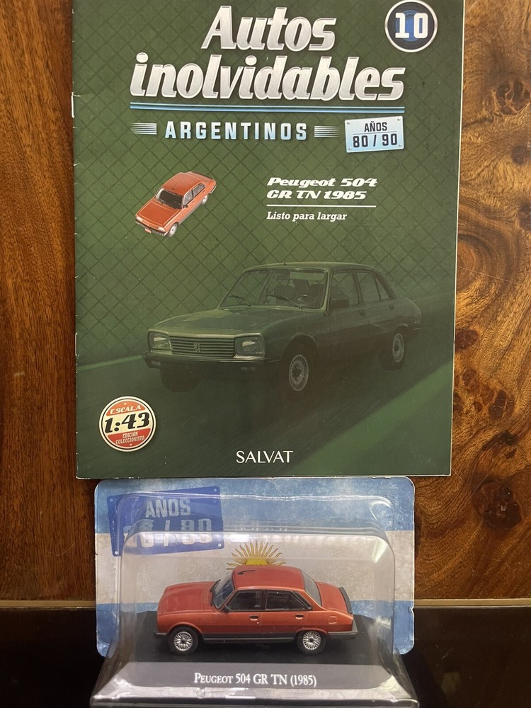 INOLVIDABLES PEUGEOT 504 GR TN 1985 SCALE DIECAST MODEL 1:43 BROCHURE & BUBBLE