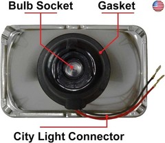 Parts N Go 4×6 Rectangular Plain Conversion Headlights Halogen H4 Bulb Set –