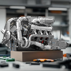 2899+ Pcs Visible V8 Internal Combustion Ohc Engine Motor Working Model DIY Kit