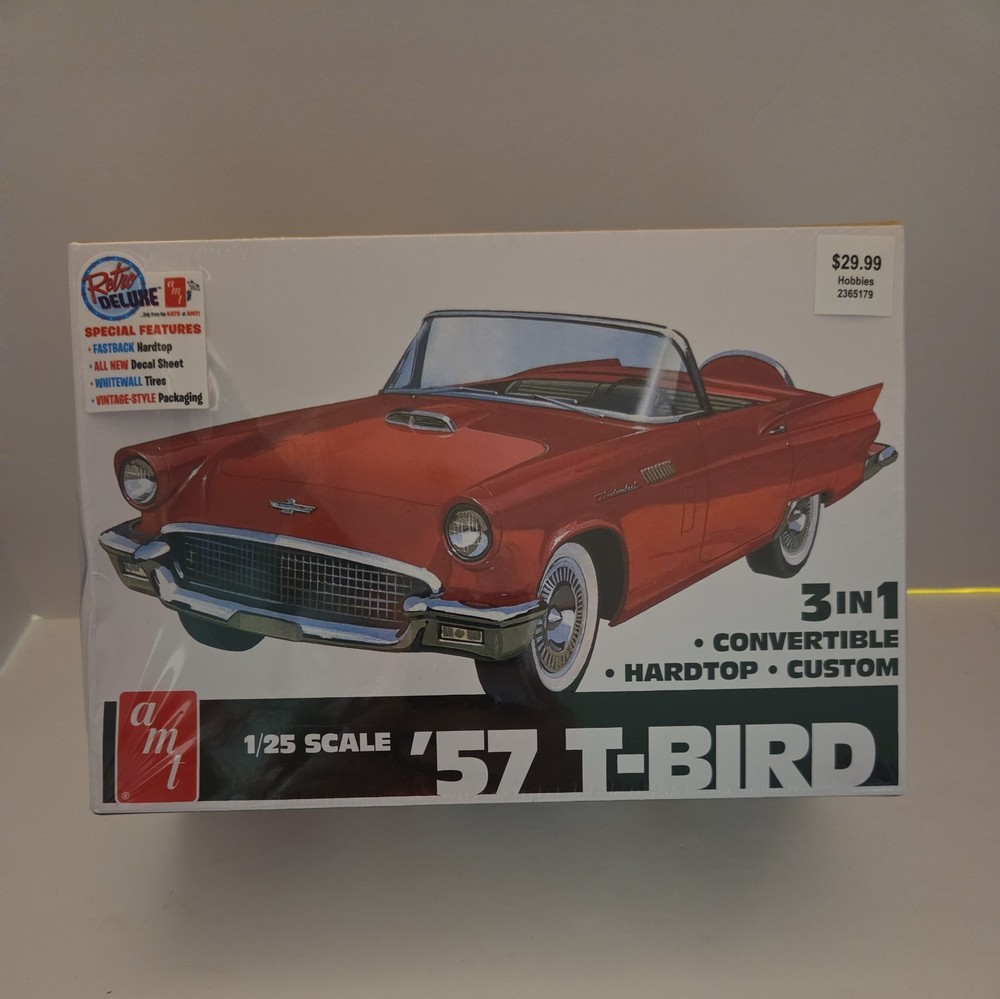 New AMT 1:25 1957 Ford Thunderbird T-Bird Convertible 3-in-1 Model Kit AMT1397