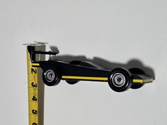 Vtg Pinewood Derby Custom Weighted Race Car Wood Racer OOAK Green Yellow Nickel